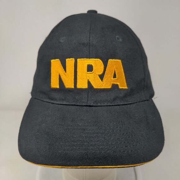 NRA Strapback Hat Black OSFA Adjustable Embroidered Patriotic 6 Panel - Picture 2 of 7